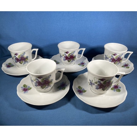Set of 5 Vohenstrauss Johann Seltmann Bavaria Germany Demitasse Cup and Saucers